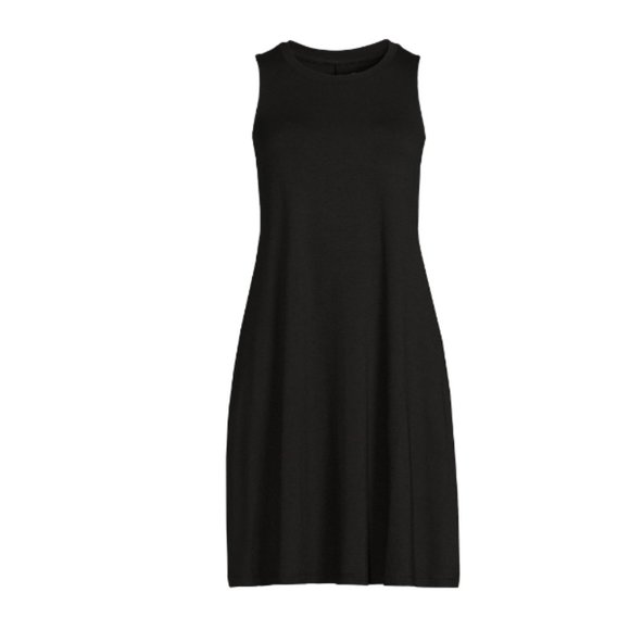 Time and Tru Sleeveless Knit Dress with pockets Medium 8-10 Black Soot New - Picture 3 of 8